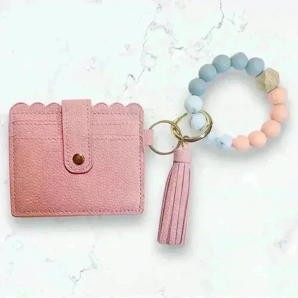 Wristlet Card Wallet Bracelet in Pink